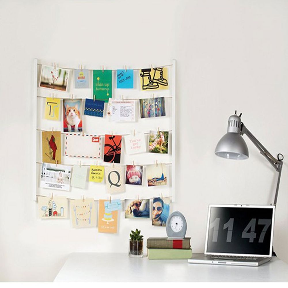 Soporte para colgar fotos color blanco con cuerdas - multicenter