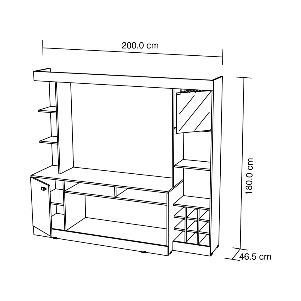 Centro de entretenimiento con bar MEDELLIN color wengue Inval - multicenter