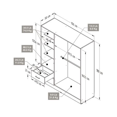 Armario KEVARA color Wengue/Blanco Inval - multicenter