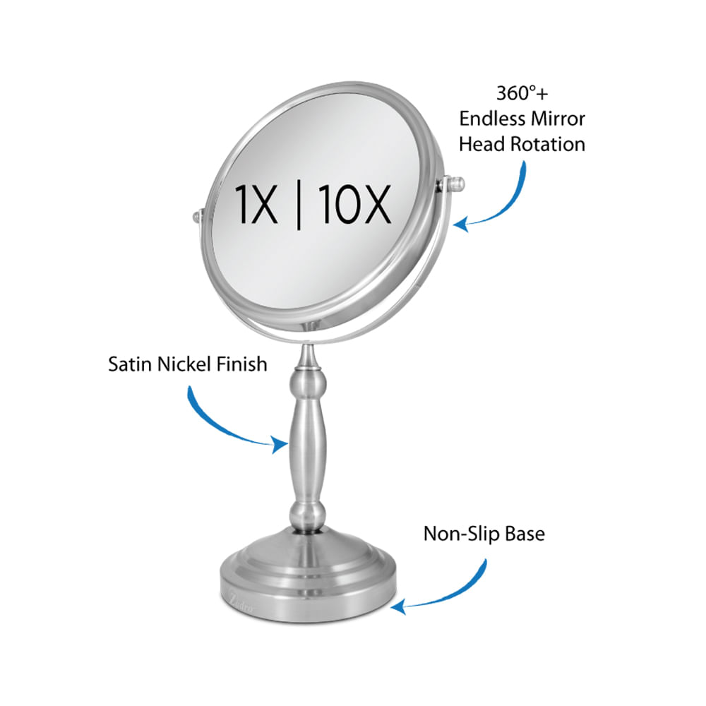 Espejo Con Base 1x 10x Nickel Satin Dual - multicenter