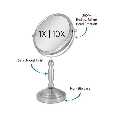 Espejo Con Base 1x 10x Nickel Satin Dual - multicenter