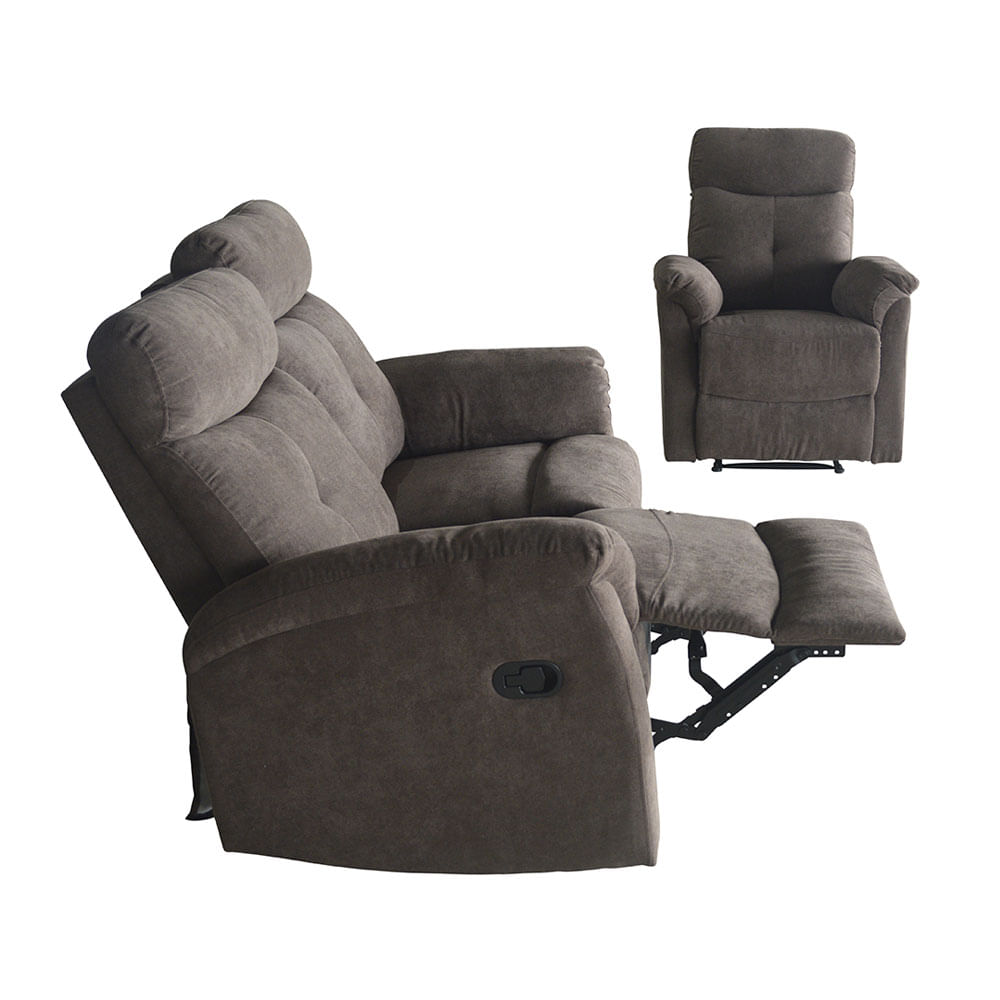Juego de Sofá reclinable TARENTO tela color Café - multicenter