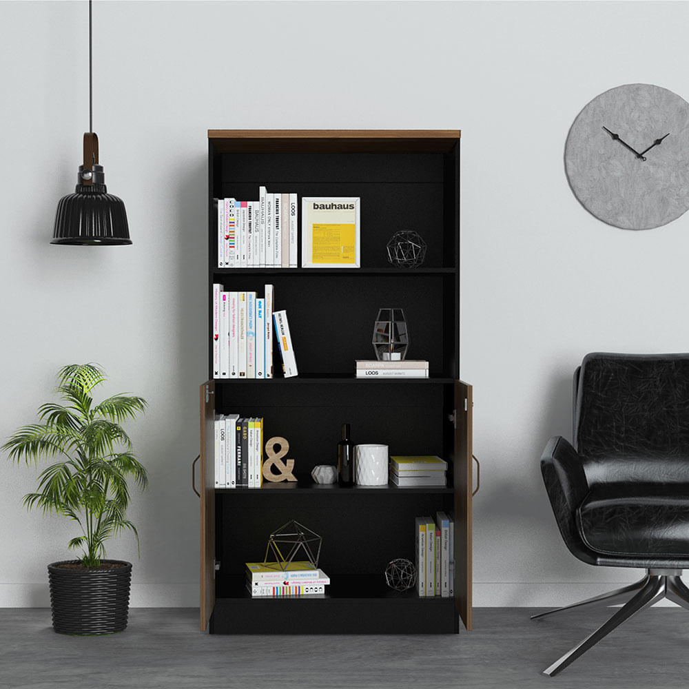 Armario Alto 2 puertas bajas MONARCA color Negro/Gales - multicenter