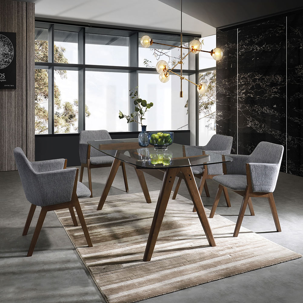 Mesa de Comedor MARIANA 6 puestos Tabaco/Vidrio - multicenter